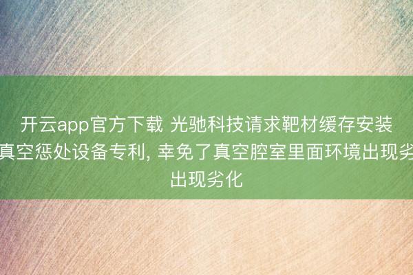 开云app官方下载 光驰科技请求靶材缓存安装及真空惩处设备专利, 幸免了真空腔室里面环境出现劣化